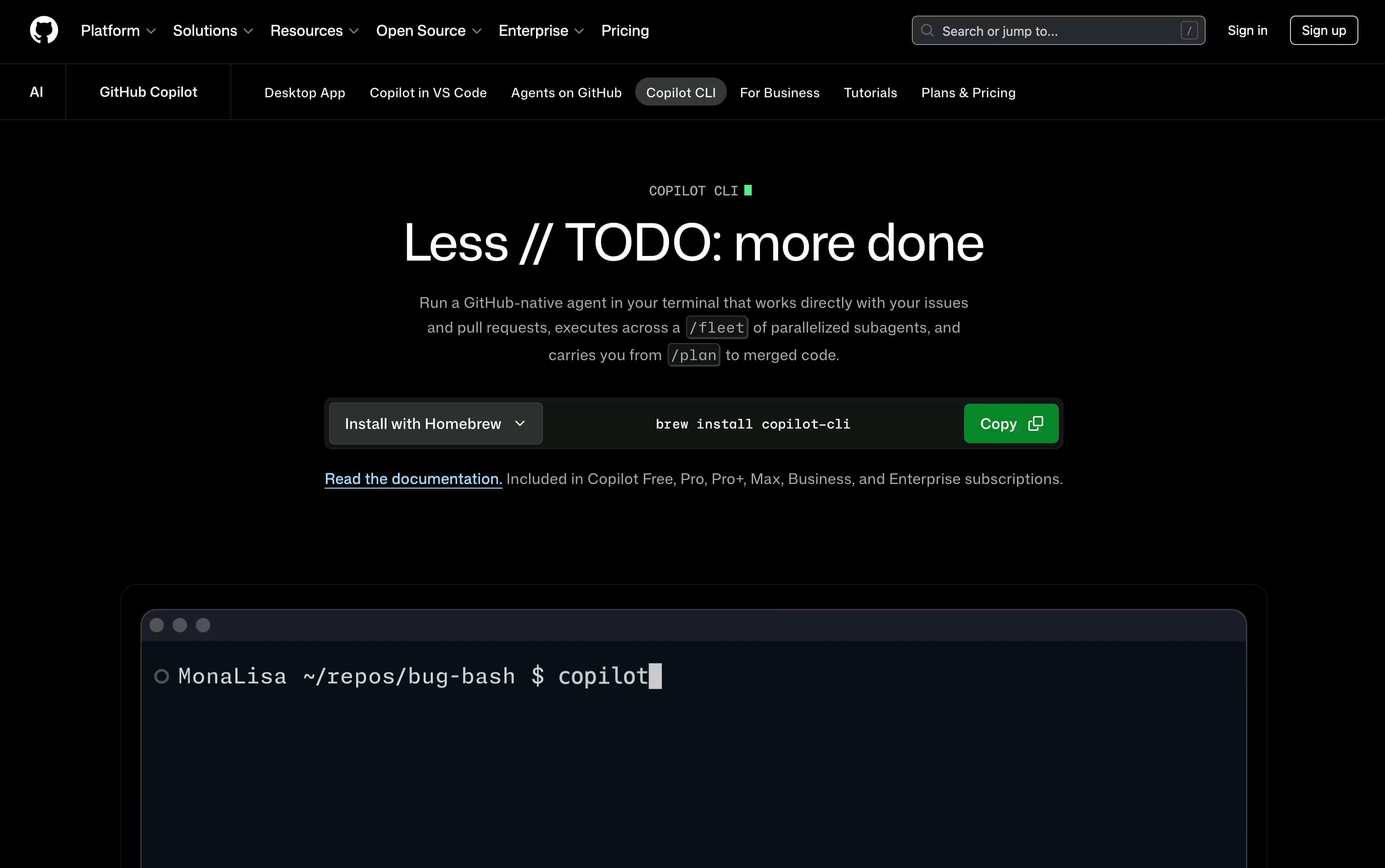 GitHub Copilot CLI featured screenshot