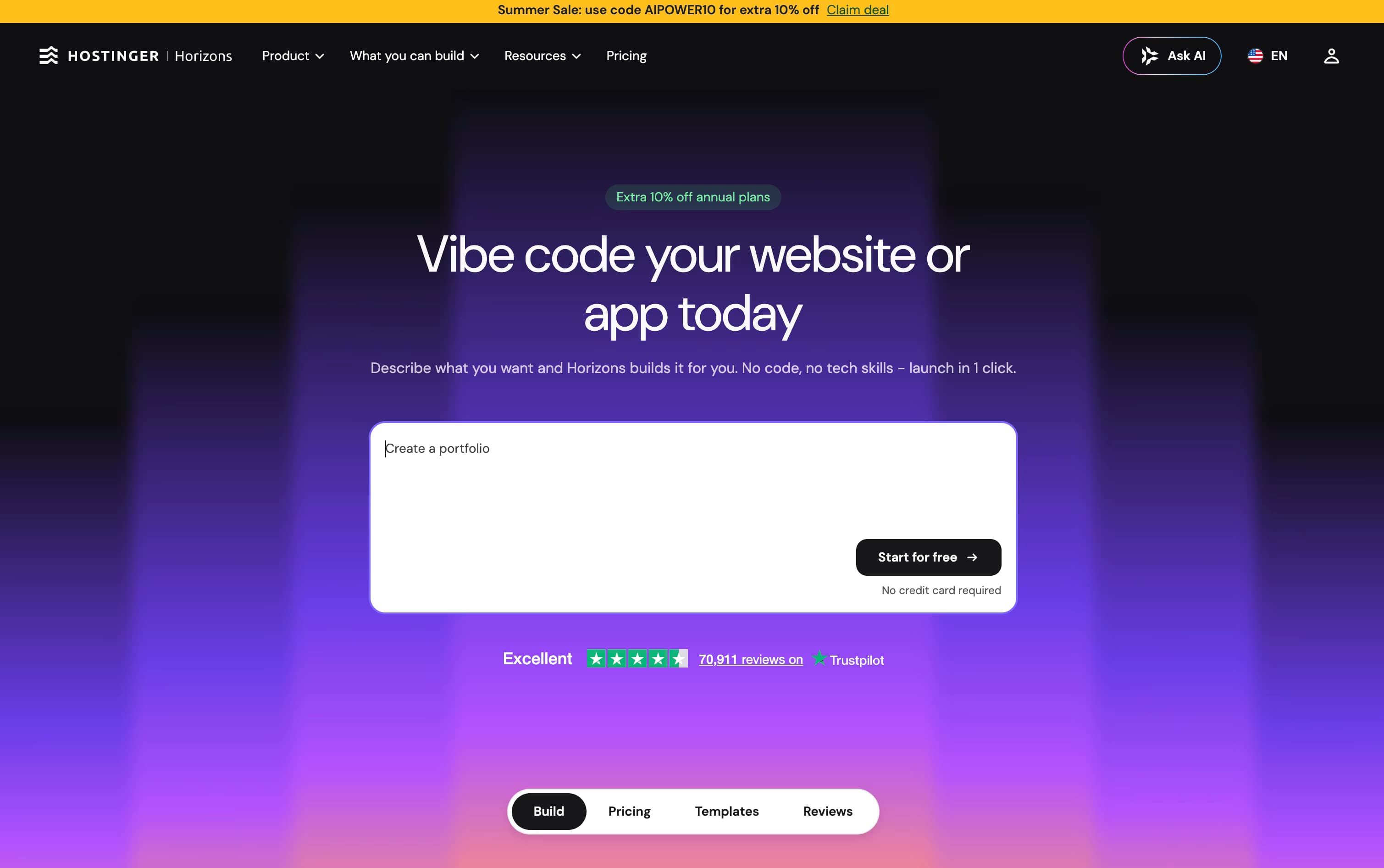 Hostinger Horizons featured screenshot