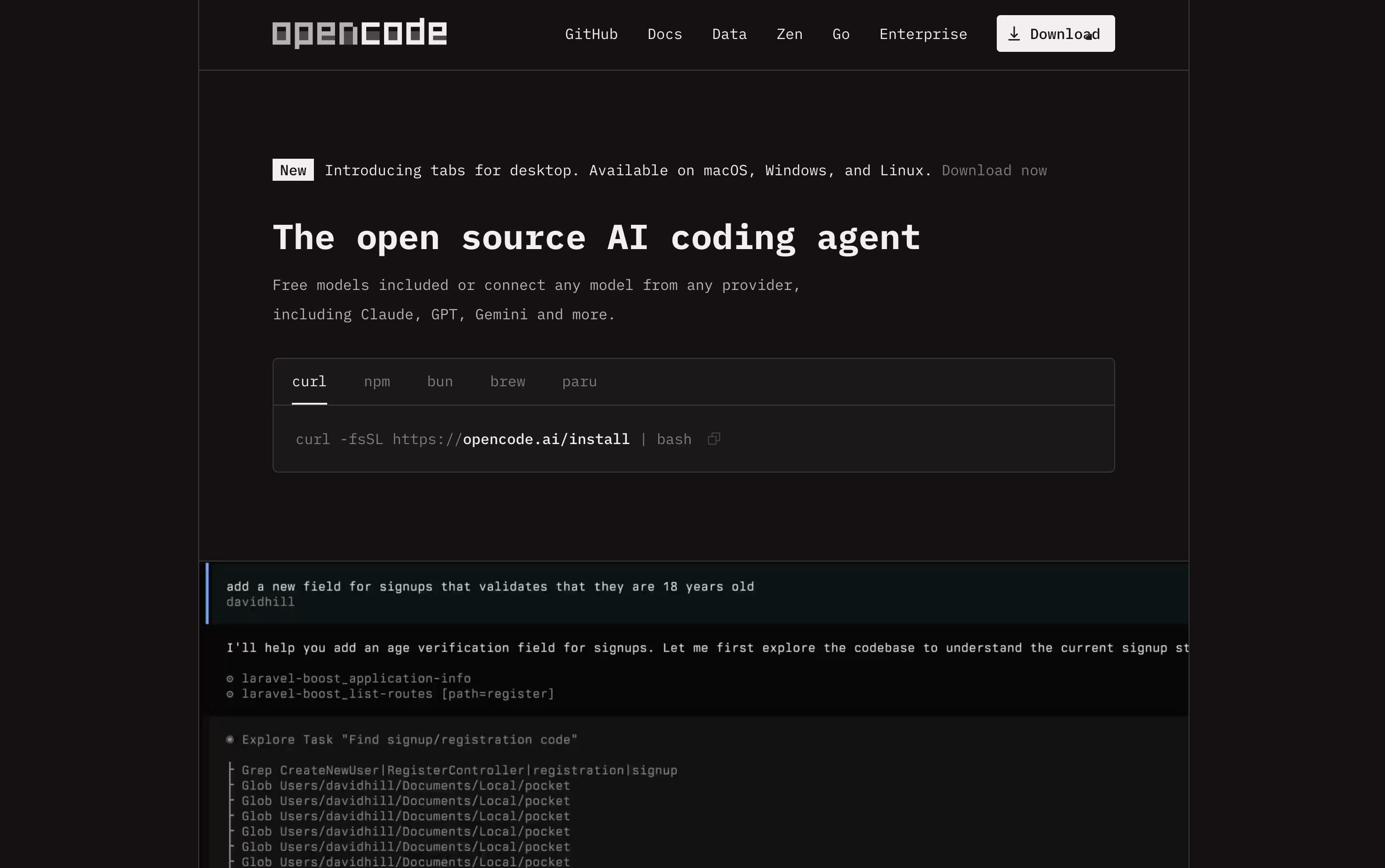 OpenCode featured screenshot